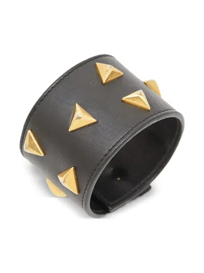 Pre-owned Saint Laurent Triangle Studs Leather Bracelet