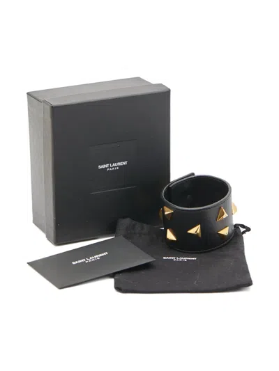 Pre-owned Saint Laurent Triangle Studs Leather Bracelet