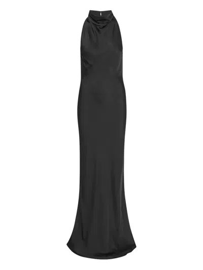 Rotate Birger Christensen Halter-neck Maxi Dress In Black