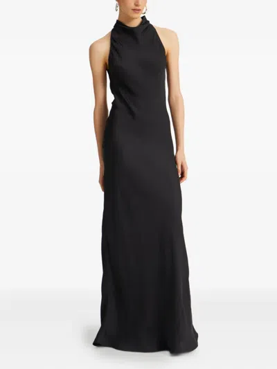 Rotate Birger Christensen Halter-neck Maxi Dress In Black