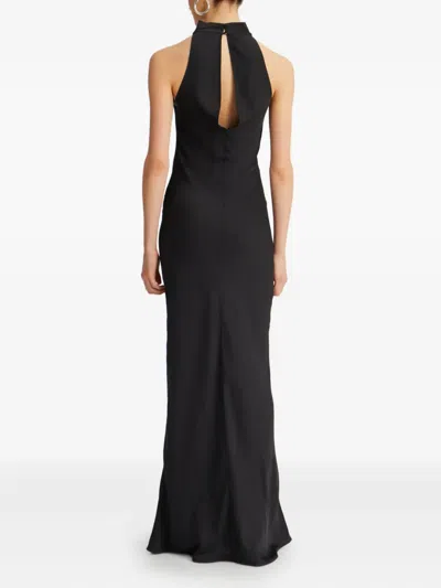 Rotate Birger Christensen Halter-neck Maxi Dress In Black