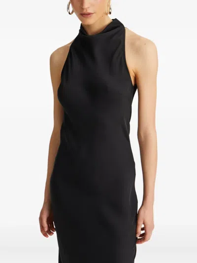 Rotate Birger Christensen Halter-neck Maxi Dress In Black