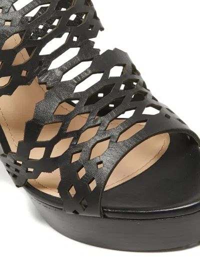 Pre-owned Roberto Cavalli 130mm Cut-out Platform Wedge Sandals In Brown