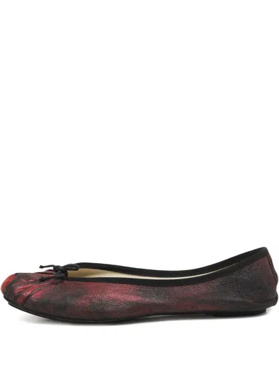 Pre-owned Repetto Bow-detail Leather Ballet Flats In Black