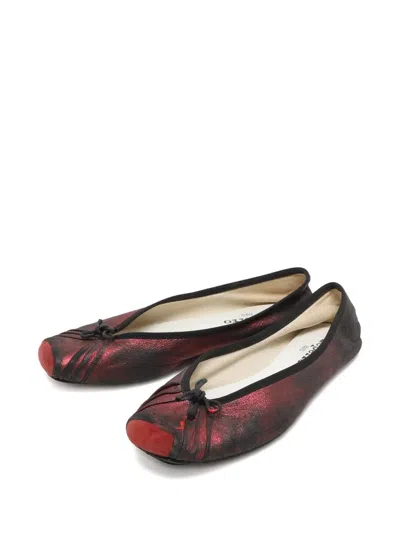 Pre-owned Repetto Bow-detail Leather Ballet Flats In Black
