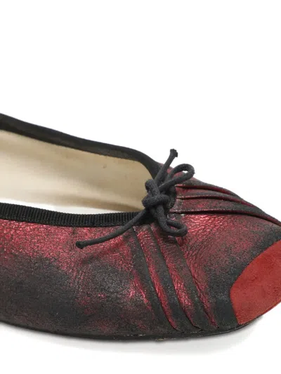 Pre-owned Repetto Bow-detail Leather Ballet Flats In Black