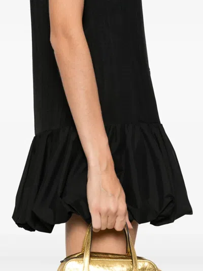 Sandro Puffball-hem Midi Dress In Black