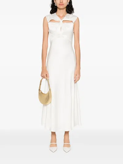 Sandro Long Crystal-embellished Dress In White
