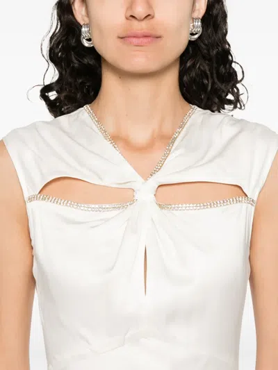 Sandro Long Crystal-embellished Dress In White