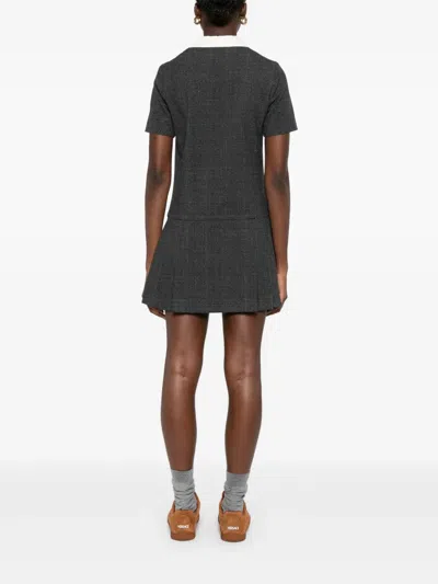 Sandro Short Pleated Dress With Rhinestones In Black