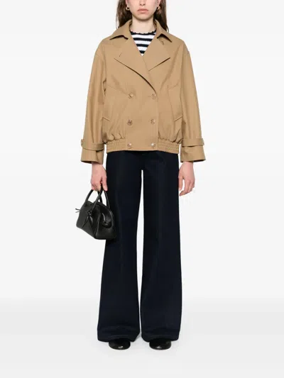 Sandro Short Oversized Trench Coat In Brown