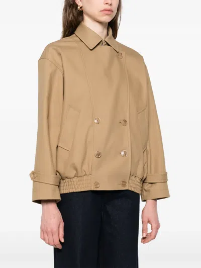 Sandro Short Oversized Trench Coat In Brown