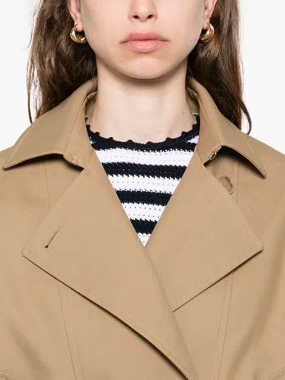 Sandro Short Oversized Trench Coat In Brown