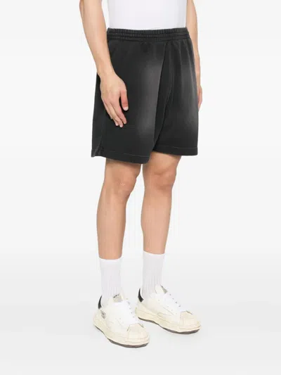 Represent Elastic-waistband Cotton Shorts In Black