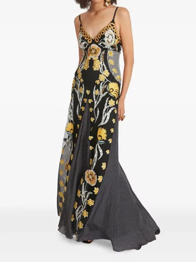 Temperley London Remi Floral-embroidered Maxi Dress In Black