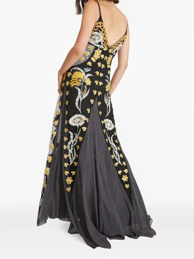 Temperley London Remi Floral-embroidered Maxi Dress In Black