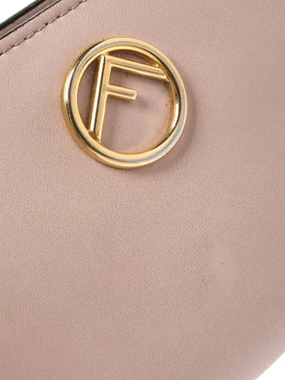 Pre-owned Fendi F Is  Leather Metal Logo Wallet In Pink