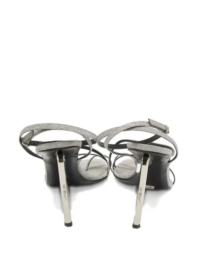 Pre-owned Off-white Glittered Patent Leather Sandals In Silver