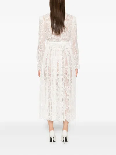 Self-portrait Lace Pussy-bow Midi Dress In White
