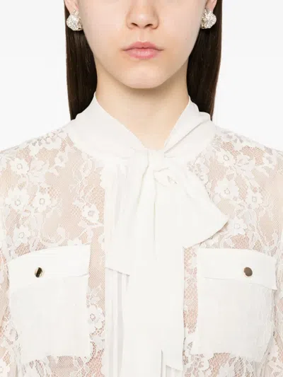 Self-portrait Lace Pussy-bow Midi Dress In White