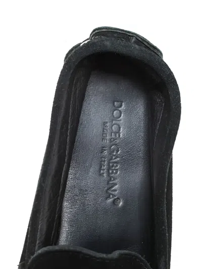 Pre-owned Dolce & Gabbana Suede Metal Detail Loafers In Black