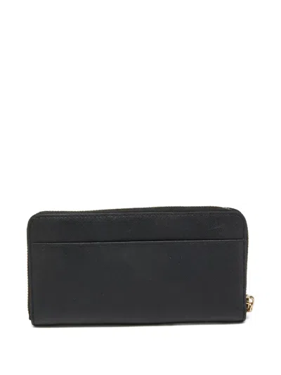 Pre-owned Dkny Vintage  Zip-around Leather Wallet In Black