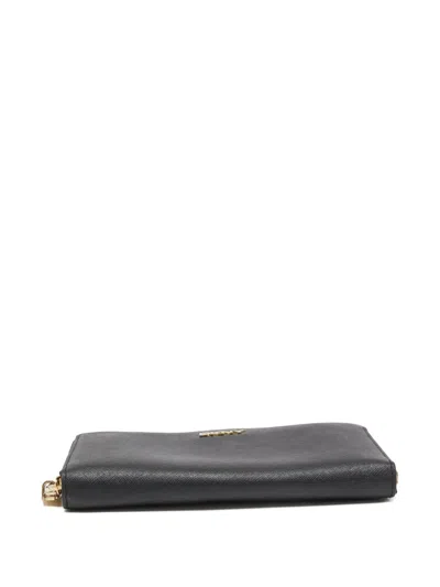 Pre-owned Dkny Vintage  Zip-around Leather Wallet In Black