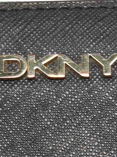 Pre-owned Dkny Vintage  Zip-around Leather Wallet In Black