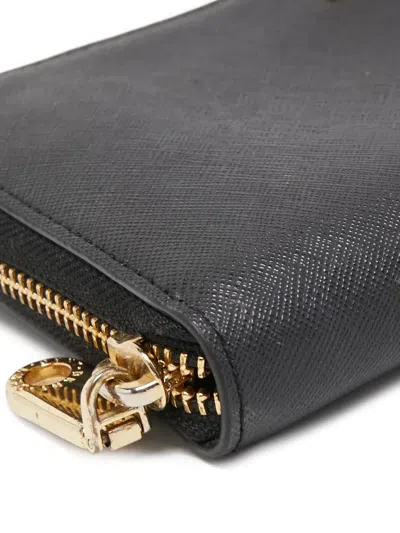 Pre-owned Dkny Vintage  Zip-around Leather Wallet In Black