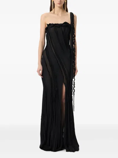 Blumarine Draped Evening Gown In Black