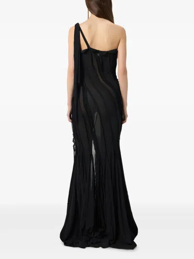 Blumarine Draped Evening Gown In Black