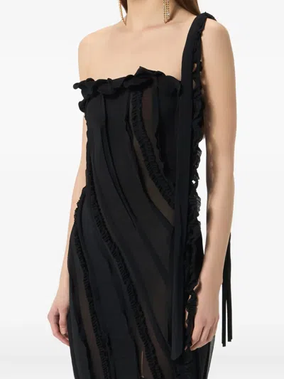 Blumarine Draped Evening Gown In Black