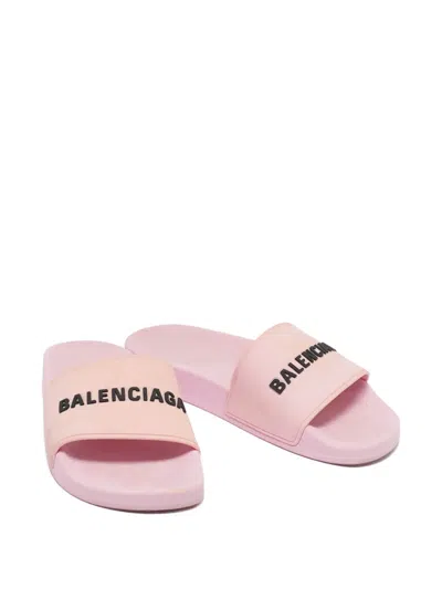Pre-owned Balenciaga Logo Slides In Pink