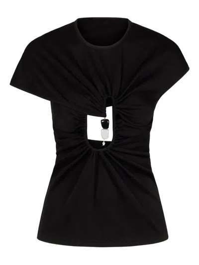 Christopher Esber Cut-out Ribbed Top In Black