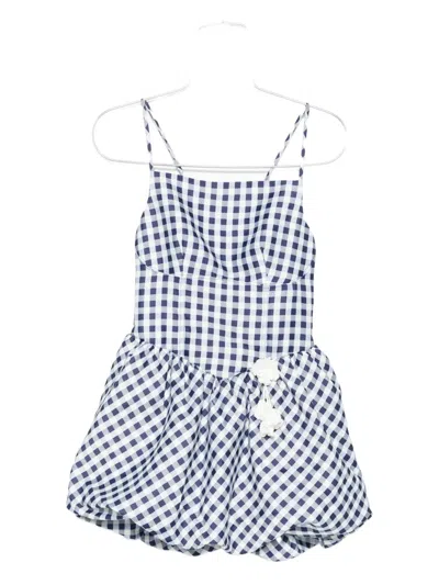 Self-portrait Gingham-pattern Sleeveless Mini Dress