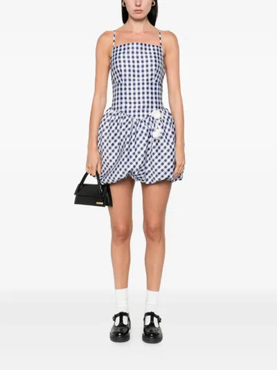 Self-portrait Gingham-pattern Sleeveless Mini Dress