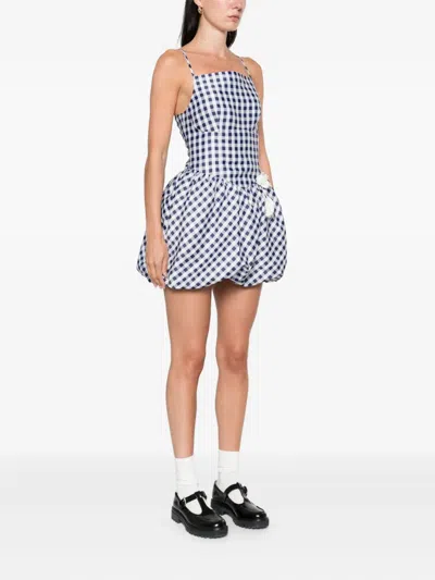 Self-portrait Gingham-pattern Sleeveless Mini Dress