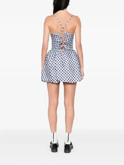 Self-portrait Gingham-pattern Sleeveless Mini Dress