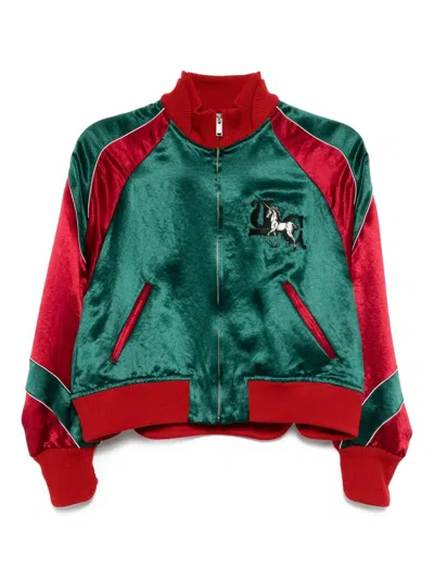 Undercover Unicorn-embellished Satin Bomber Jacket In Multi