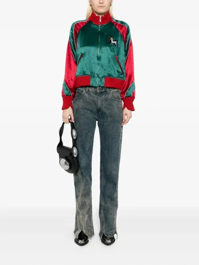 Undercover Unicorn-embellished Satin Bomber Jacket In Multi