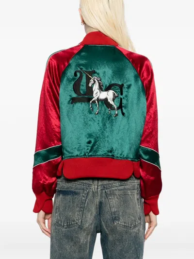 Undercover Unicorn-embellished Satin Bomber Jacket In Multi