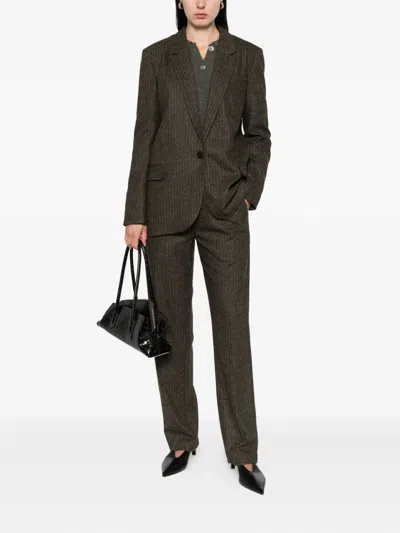 Isabel Marant Pinstripe Single-breasted Blazer In Brown