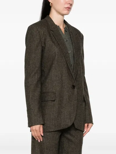 Isabel Marant Pinstripe Single-breasted Blazer In Brown