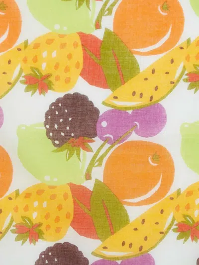 Pre-owned Kenzo Fruit-print Cotton Scarf In Yellow