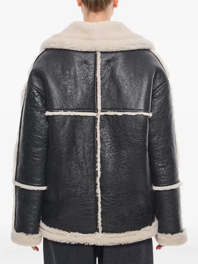 Halfboy Leather Panelled Shearling Jacket In Multi