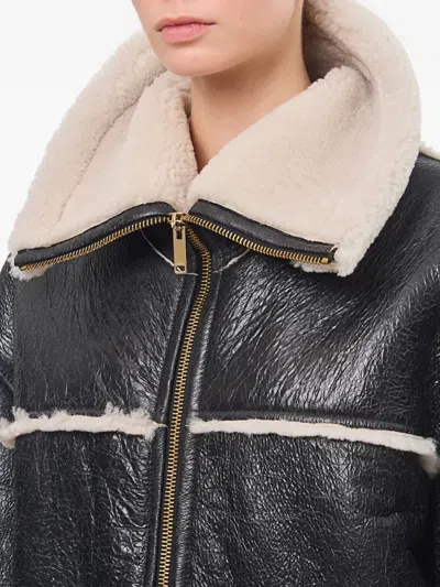 Halfboy Leather Panelled Shearling Jacket In Multi