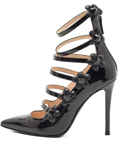 Pre-owned Fendi 100mm Flowerland Patent-leather Pumps In Black
