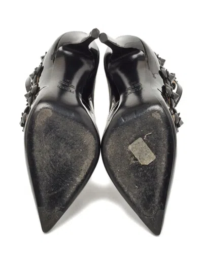Pre-owned Fendi 100mm Flowerland Patent-leather Pumps In Black
