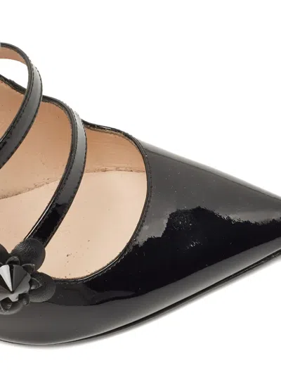 Pre-owned Fendi 100mm Flowerland Patent-leather Pumps In Black