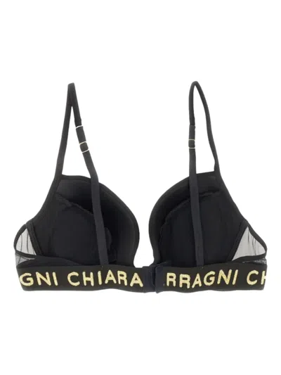 Chiara Ferragni Logomania Embroidered Elastic Band Bralette In Black